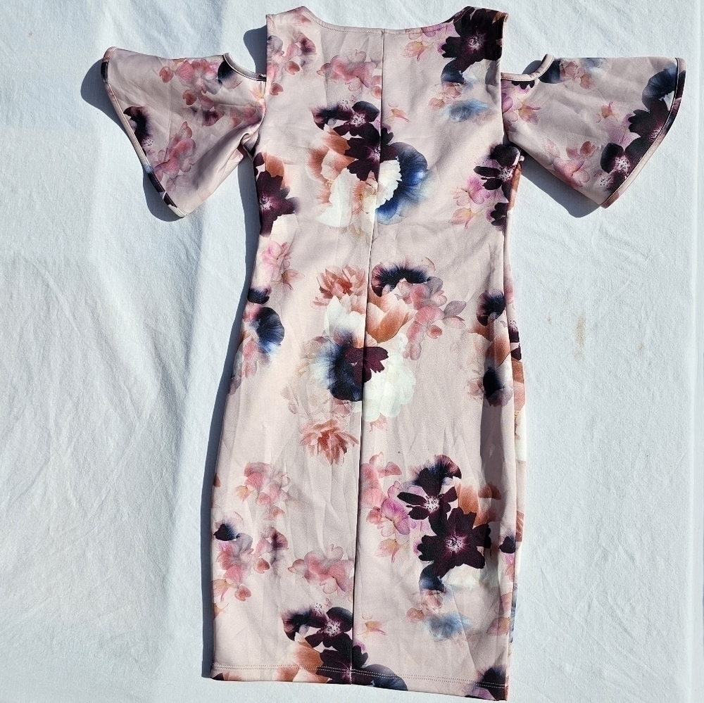 Venus floral design cold shoulder dress pink purple and blue size small - Picture 13 of 13